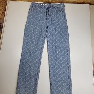 S.O.N.G. 90's Boyfriend Jeans Honeycomb Print Women's size 11 High Rise
